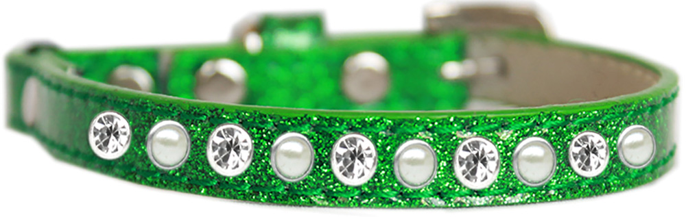 Pearl and Clear Jewel Ice Cream Cat safety collar Emerald Green Size 14